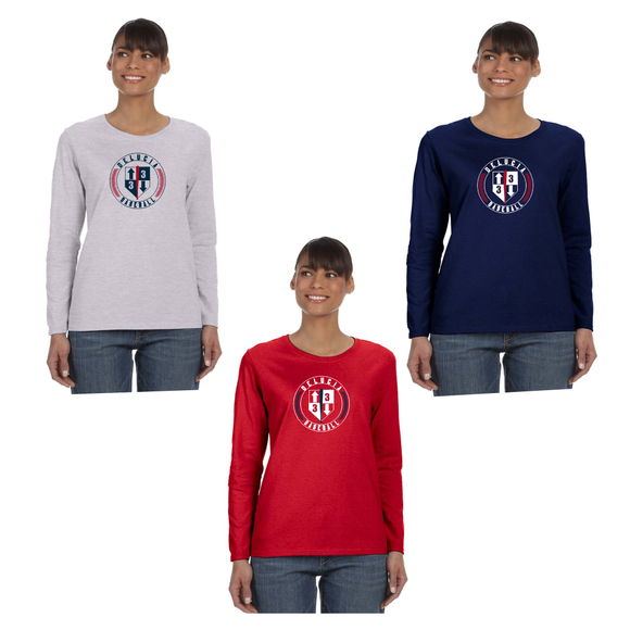 3 Up 3 Down Baseball - Women's Long Sleeve Tee (Circle Logo)